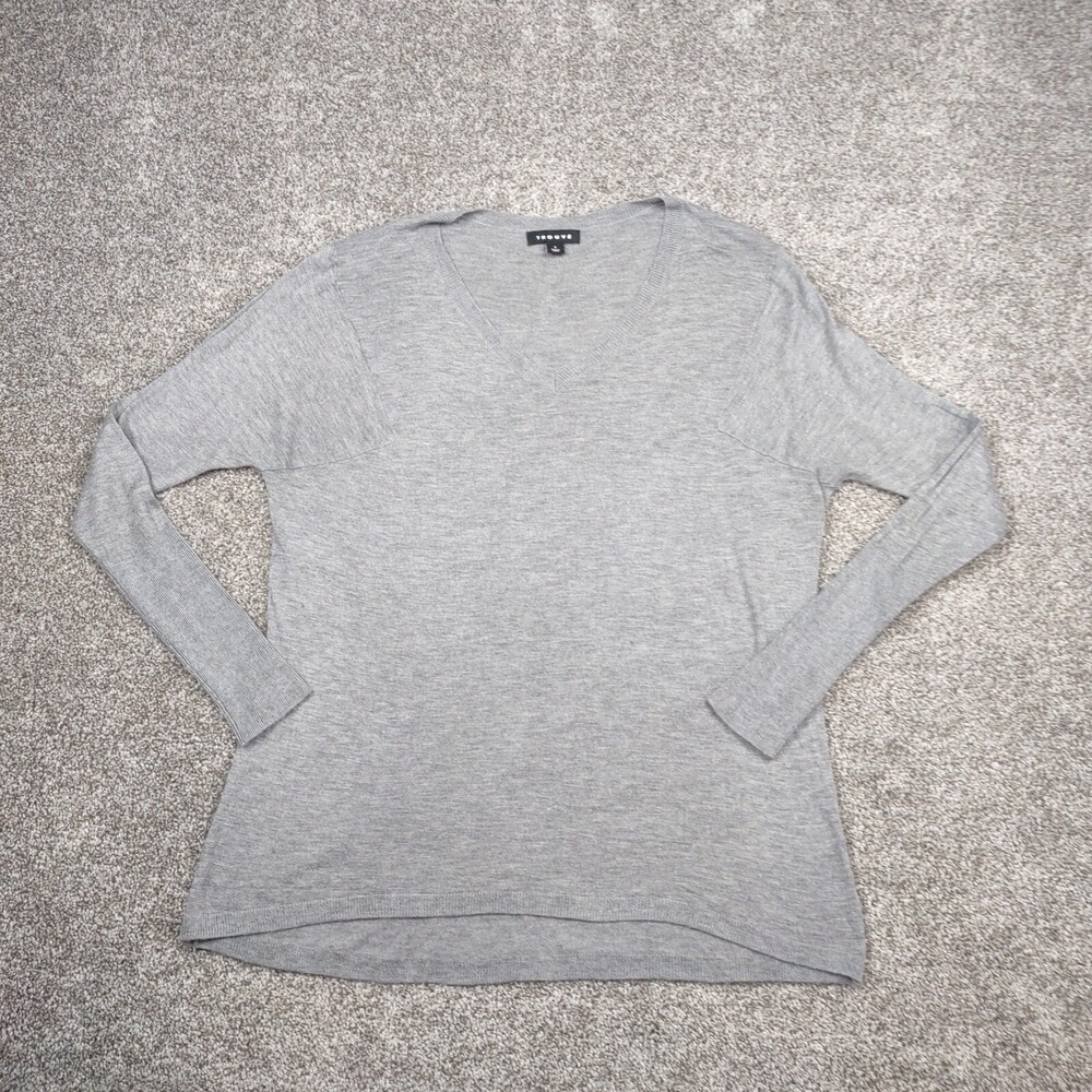 Trouve Sweater Women Small Gray Angora Rabbit Hair Blend